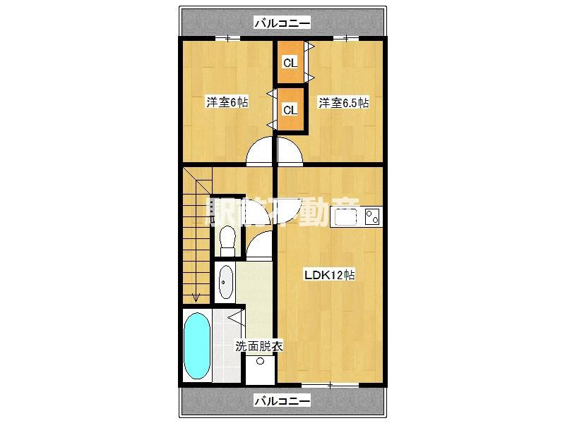鳥栖市山浦AP(2LDK/2階)の間取り写真