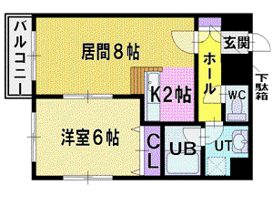 ブリッジひばりヶ丘(1LDK/2階)の間取り写真