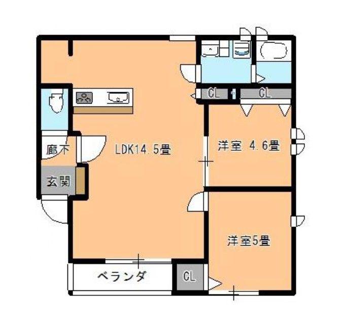 グレーシア平和(2LDK/1階)の間取り写真