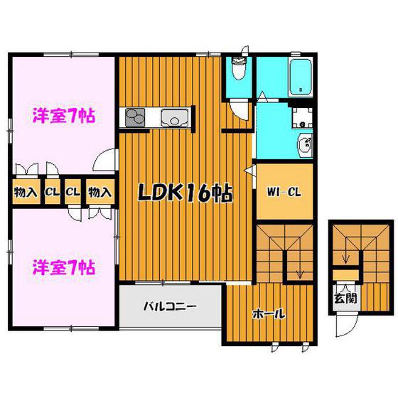 コートパステル(2LDK/2階)の間取り写真