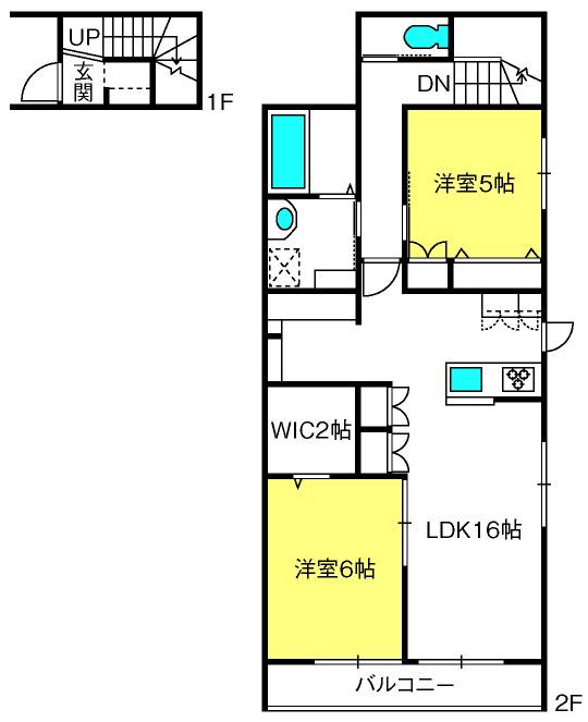 LE NOA(2LDK/2階)の間取り写真
