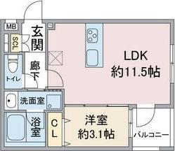 リブレワン五反城町(1LDK/2階)の間取り写真