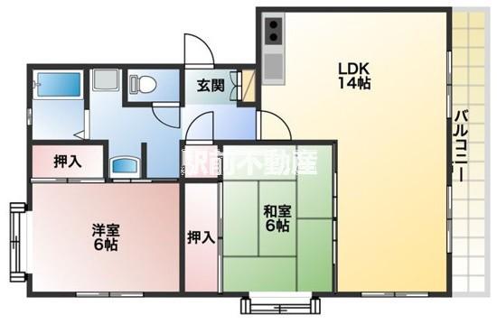 観世ハイツ(2LDK/3階)の間取り写真