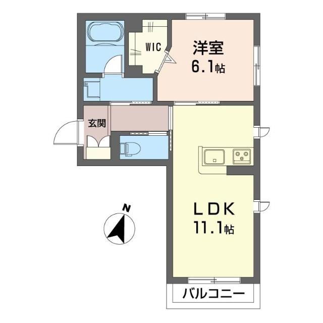 グリナージュ茅ヶ崎東(1LDK/2階)の間取り写真