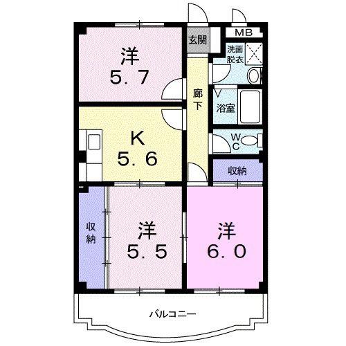 エステート今井(3K/3階)の間取り写真