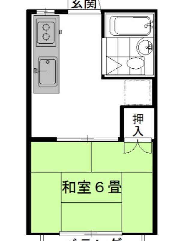弐番館・飛龍B棟(1K/2階)の間取り写真