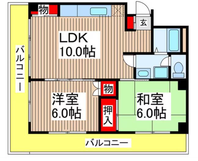 ハイツエスポワール(2LDK/3階)の間取り写真