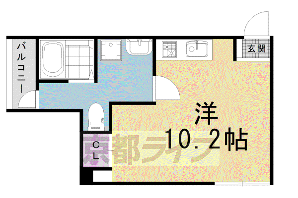 ミヤヴィ御所西(1K/4階)の間取り写真