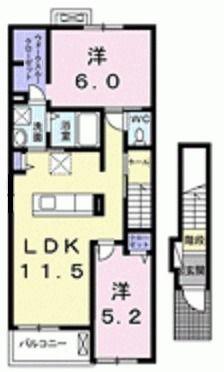 エレガンシア(2LDK/2階)の間取り写真