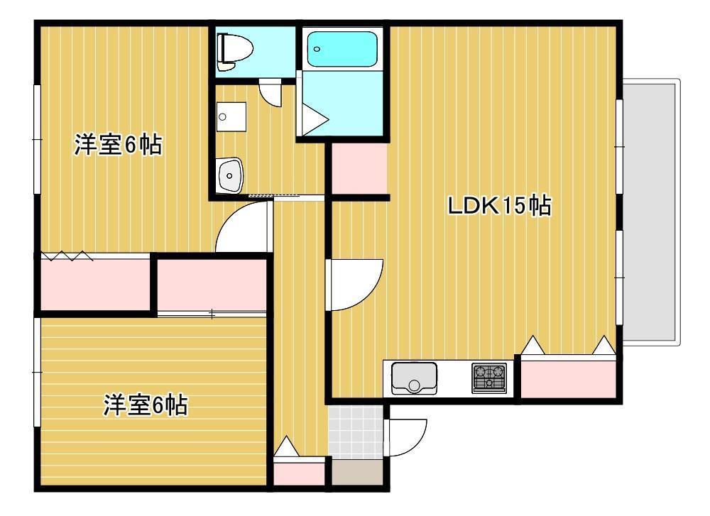 セジュールT&Y(2LDK/2階)の間取り写真