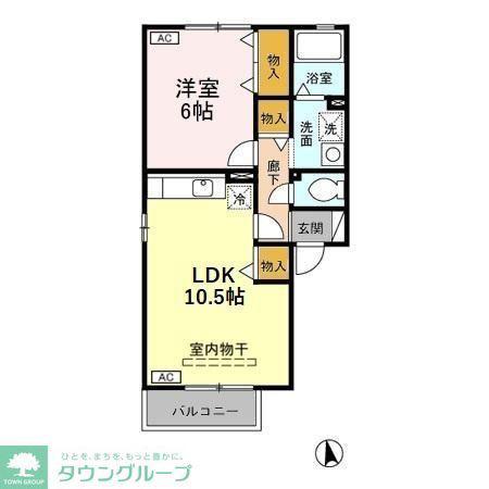 メゾンクレールB(1LDK/2階)の間取り写真
