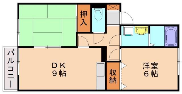 サンハイム田熊(2LDK/1階)の間取り写真