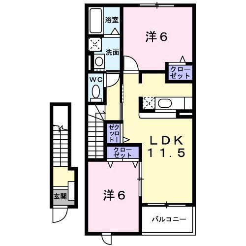 メゾンポムA(2LDK/2階)の間取り写真