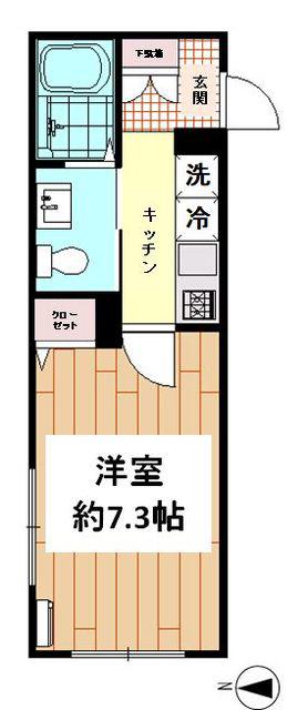 プルメリア(1K/2階)の間取り写真