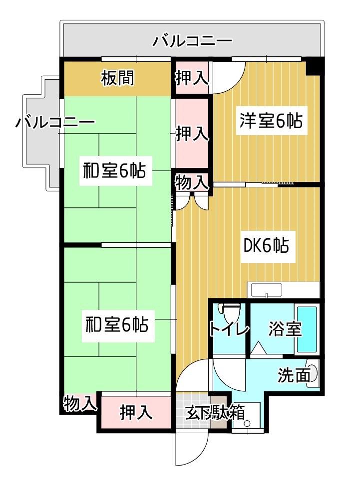 レジデンス小栗(3DK/4階)の間取り写真