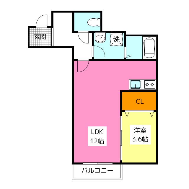 SUNMARK賀茂(1LDK/3階)の間取り写真