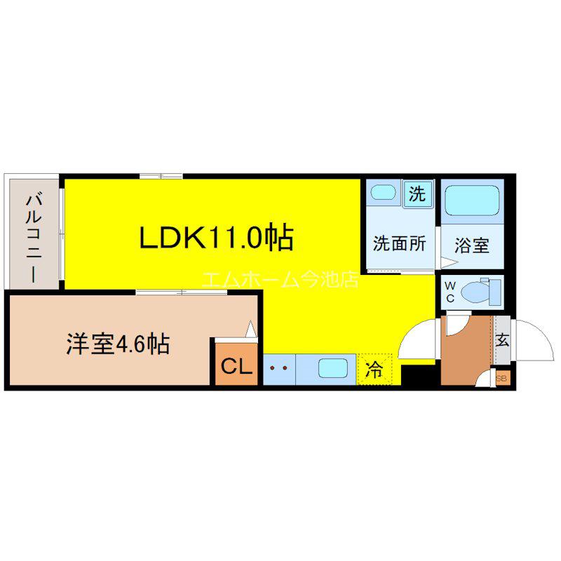 JACK KAWAGISHIII(1LDK/1階)の間取り写真
