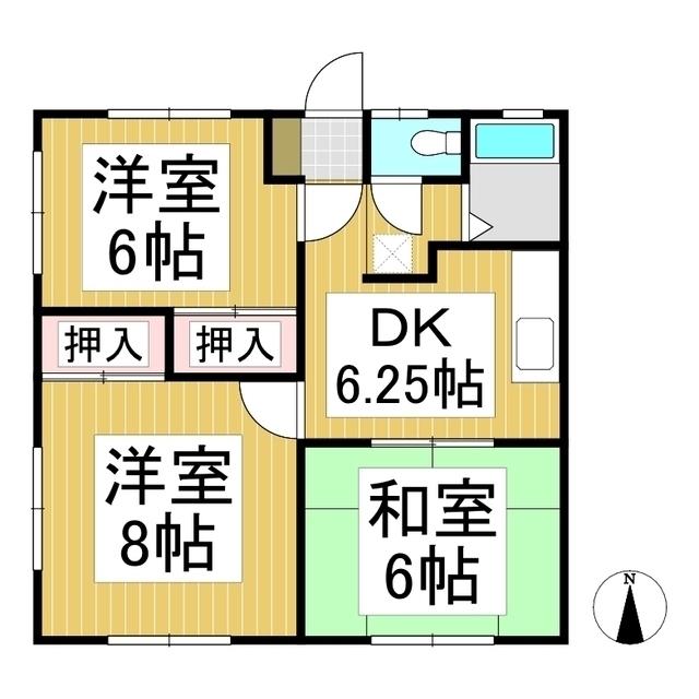 フラット33(3DK/1階)の間取り写真