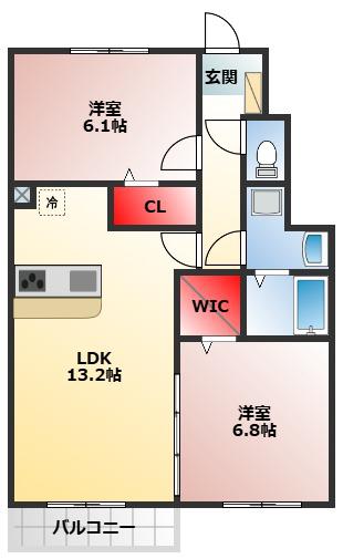 アルミック山荘(2LDK/1階)の間取り写真