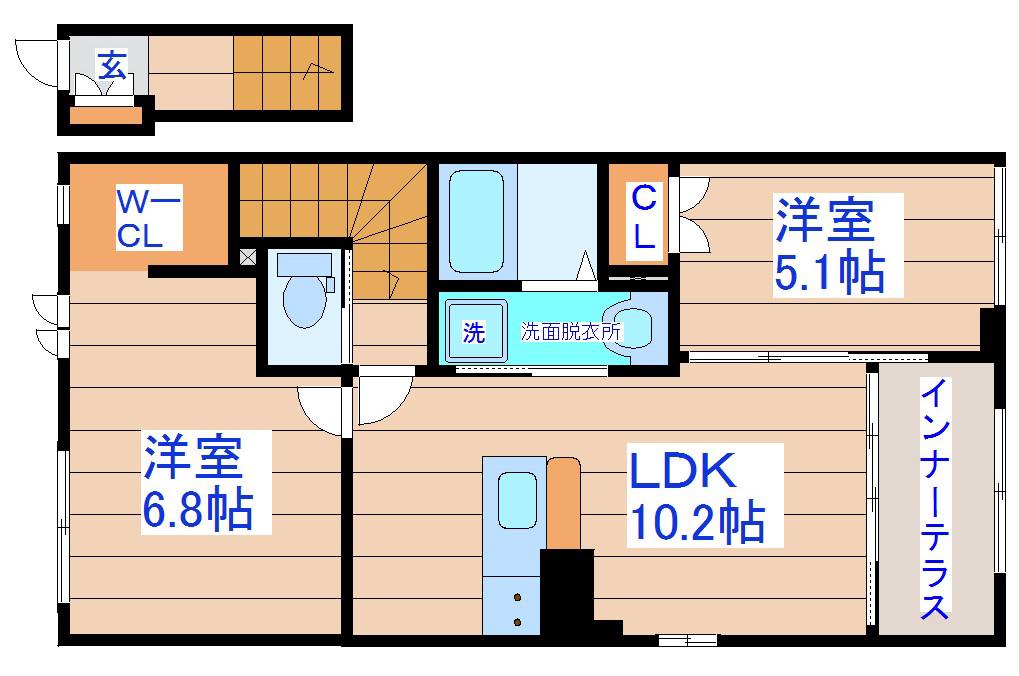 リバーヴィレッジ・ノース(2LDK/2階)の間取り写真