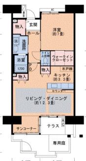 UR 浜甲子園さくら街15(1LDK/1階)の間取り写真
