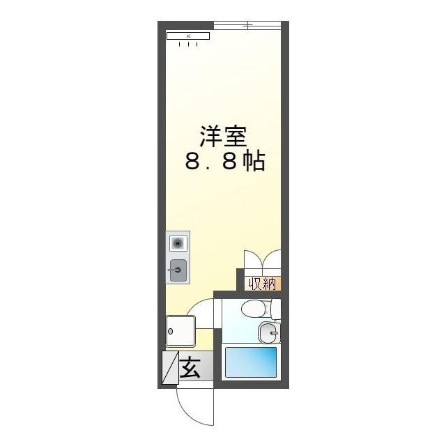 シャトルヤマシタ(ワンルーム/2階)の間取り写真