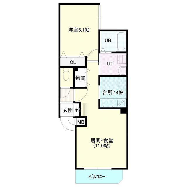 アリア平岸(1LDK/3階)の間取り写真