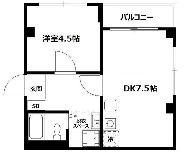 O・Tビル(1DK/3階)の間取り写真
