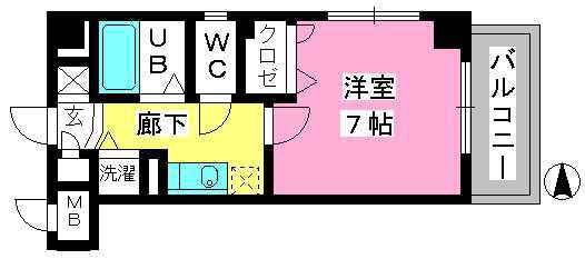 ヨーキハイム大濠(1K/4階)の間取り写真