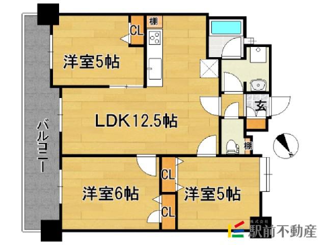 エステムプラザ博多駅南(3LDK/11階)の間取り写真