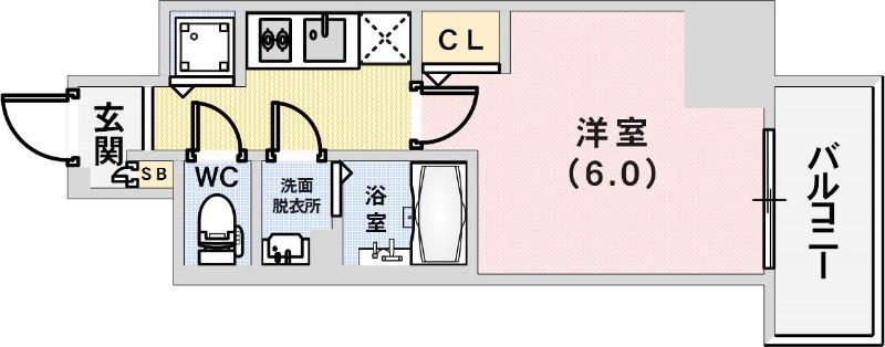 エスリード神戸三宮(1K/7階)の間取り写真