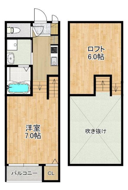 MODERN PALAZZO喜々津SOLEIL(1SK/2階)の間取り写真