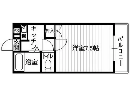 西本番町マンション(1K/4階)の間取り写真