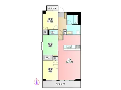 アスティ西鶉(3LDK/3階)の間取り写真