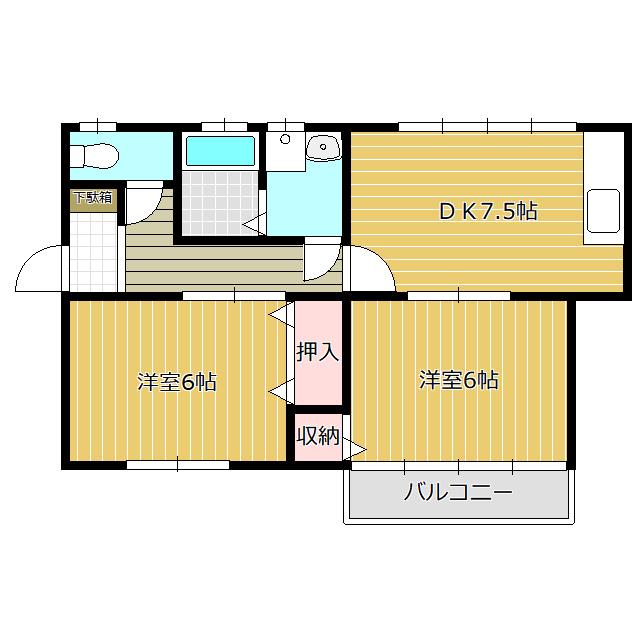 メルベーユ97(2DK/2階)の間取り写真