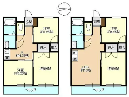 キャッスル中之条(3K/3階)の間取り写真