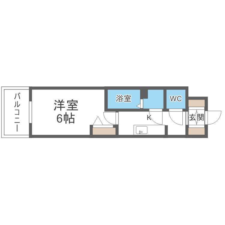 スプランディッド難波元町DUE(1K/13階)の間取り写真