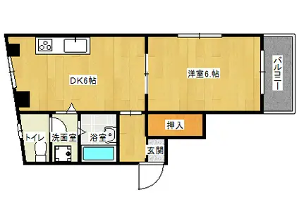 大西ハイツ(1DK/2階)の間取り写真