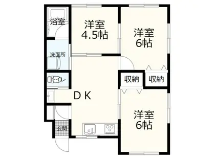 コーポ山陽(3DK/1階)の間取り写真