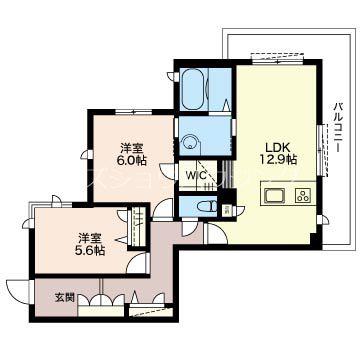 アリスティオ(2LDK/2階)の間取り写真