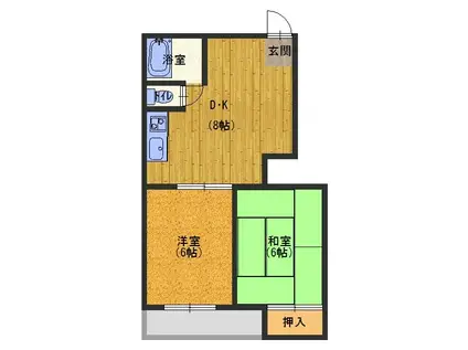 古川ビレッジ(2DK/4階)の間取り写真