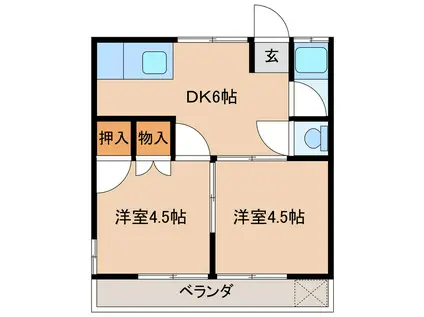 太田荘(2DK/2階)の間取り写真