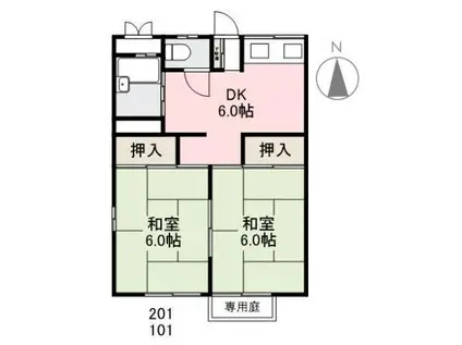 グリーンパーク屋島(2DK/1階)の間取り写真