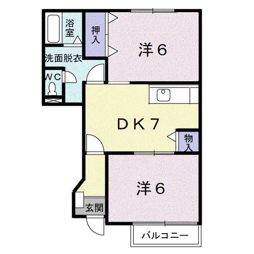 メゾンドヴェール西浜(2DK/1階)の間取り写真