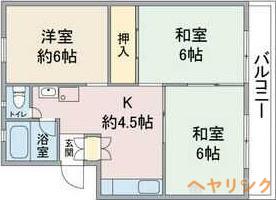 第2大幸ハイツ(3DK/4階)の間取り写真