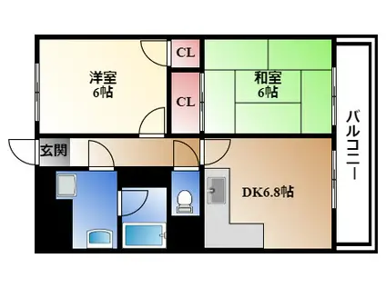 トーカングランドマンション栄(2DK/9階)の間取り写真