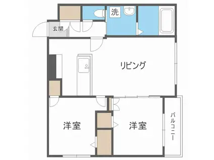 クレマティス円山(2LDK/4階)の間取り写真