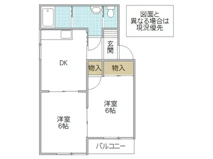 ケイセイハイツA(2DK/2階)の間取り写真