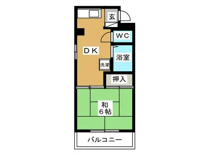 フラット大竹II(1DK/1階)の間取り写真