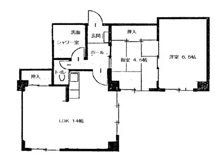 スカイコーポラス(2LDK/9階)の間取り写真